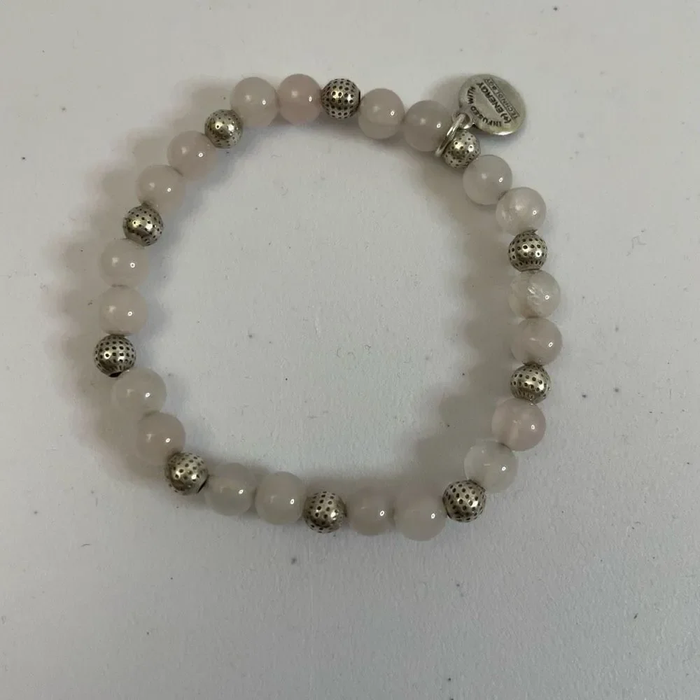 Alex and Ani| White Jade| Silver accent|Stretch bracelet